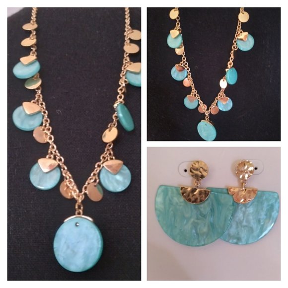 Time and Tru Jewelry New Teal Necklace Earring Jewelry Set Poshmark